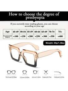 1 pieza/4 piezas Gafas de lectura de mujer con marco geométrico grande de plástico multicolor exagerado personalizado, con 6 opciones de dioptrías de +1.0 a +2.5 aumentos, para actividades al aire libre, citas, oficina, festivales musicales, salidas familiares y atuendos para salir - transparente - Ver 5