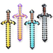 1pc PVC Inflatable Pixel Mosaic Checkered Sword Toy Prop