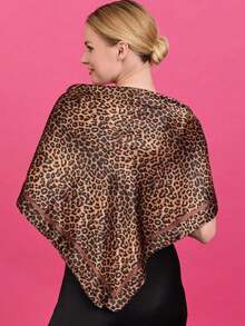 1pc Women's 90x90CM Leopard Print Patterned Satin Square Scarf/Bandana, Fashion Accessory For Spring/Summer For Dress - 03-coffee - View 9