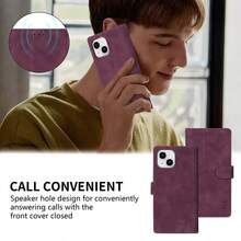 ZZXX Wallet Photo Frame With Card Slot Support Function Magnetic Flip Cover PU Faux Leather Fashion Phone Case - Burgundy - View 7