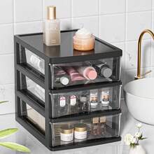 Clear Desktop Storage Box With Drawer & Small Plastic Snap-Lock Box Heightened Table Organizer Office Storage Plastic Storage Cabinet For Stationery Student Desk Accessories Cosmetics, Back To School - Multicolor - View 7