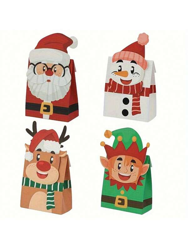 2/10PCS 3D Christmas Gift Boxes, Christmas Candy Boxes, 4 Types Of Small Christmas Paper Gift Boxes, Christmas Party Supplies