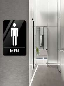 1pc Acrylic 3D Restroom Sign, Barrier-Free Washroom Text Directional Signage, Men/Women Bathroom Indicator Plaque