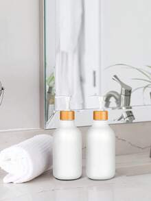 1/2 Packs White Soap Dispenser Bathroom Hand Soap And Dish Soap Dispenser With Bamboo Pump, 16 Oz Kitchen Plastic Soap Dispenser And Lotion Dispenser Set, Refillable Liquid Soap Dispenser Bottle - White - View 4