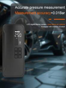 1pc 150 PSI Portable Air Compressor For Car Tires, Fast Inflation, Large Capacity Rechargeable Battery, Digital Pressure Gauge With LED Light, Convenient To Use, Longer Lifespan, Wireless Car Air Inflator With 5 Accessories, Suitable For Cars, Bicycles, Motorcycles And Sports Balls