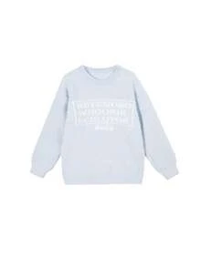 柔软蓬松字母印花宽松针织毛衣，女士秋冬款 - 藍色 - 查看 4