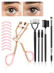 16pcs Stainless Steel Lash Curler Set, Includes 1 Lash Curler With Comb, 1 Lash Brush, 2 Lash Rollers, 1 Angled Dual-Ended Brow Brush, 1 Brow Comb, 10 Replacement Pads, For Lash & Brow Care,Stainless Steel Eyelash Curler With Wide Opening For Easy And Long-Lasting Curling Effect, Professional Makeup Tool,Makeup,Cheap,Room Decor,Vanity,Travel,Bedroom,Makeup Accessories,Eyelash Curler