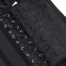 1pc Women's Jacquard Waist Cincher, Lace Button Back Tie Adjustable Corset, Suitable For Halloween, Party