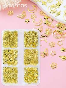 1 Box Metal Butterfly Epoxy Resin Filler Accessories, Star Moon Tree Resin Silicone Mold Filler, Keychain Pendant Jewelry DIY Craft Making - Gold - View 3