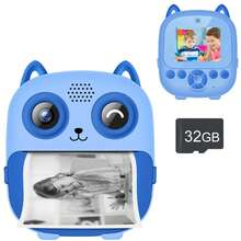Aparat do natychmiastowych wydruków dla dzieci, cyfrowy aparat fotograficzny 1080P dla dzieci z rolkami papieru fotograficznego i kartą 32 GB, prezenty urodzinowe dla dziewczynki w wieku 3-10 lat, zabawne zabawki dla chłopców