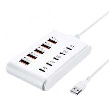 5 USB + 5 Type-C 10-Port Power Strip With 1M Charger Cable Adapterhome,Office Charging Station