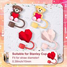 1/2/4/6/8 Stück 8-10mm Valentinstag Liebes-Bär Engelsflügel Strohhalm Kappe Strohhalm Stopfen Universal personalisierter staubdichter Stopfen Strohhalm Dekoration staubdichter Strohhalm Stopfen
