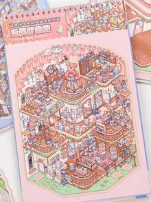 20张超大微型场景贴纸书，豪华卡通主题趣味创意素材DIY场景贴纸 - 彩色 - 查看 5