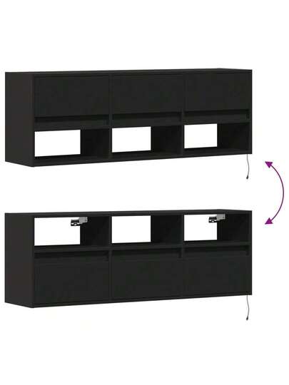 VidaXL TV Wand Unit LED Lighting 130x31x45 Cm Zwart view 10