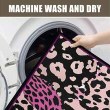 1pc Pink Leopard Area Rugs, Cute Animal Print Soft Low Pile Rug For S Room And Dorm, Non-Slip Backing, Machine Washable, Bohemian Decor,Non-Slip Low Pile Flannel Decor Rugs, Machine Washable Indoor Rug With Black Binding Rug, Suitable For Dining Room, Bedroom Home Office Laundry Kitchen(31*20in/16*48in/18*60in/84*60in) - Color -8 - 查看 9