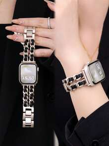 1条不锈钢表带，兼容 42mm、38mm、40mm、41mm、44mm、45mm、46mm、49mm，时尚智能手表替换表带，适用于Series Ultra2、Ultra SE2、SE 11、10、9、8、7、6、5、4、3、2、1，可作为学生返校礼物 - 星光色 - 查看 7