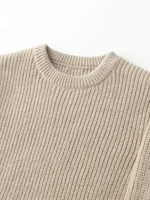 Áo len nam LOOKUN dáng rộng, màu trơn, kiểu dáng cổ điển đơn giản, đa năng, chất lượng cao, cổ tròn, tay dài, phong cách thời trang Hàn Quốc. - Màu Khaki - Xem 4