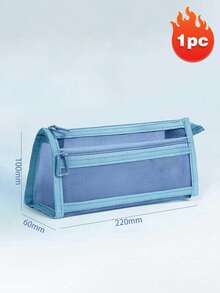 1个透明大容量学生文具笔袋，时尚简约设计，考试笔袋，透明网眼笔袋，简约学生文具包，适用于大学入学考试、学习办公用品、学校用品、返校季 - 彩色 - 查看 11