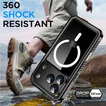 Waterproof Phone Case IP68 Underwater Full Body Military Dropproof Shockproof Heavy Duty Rugged Protective Cover With Built-In Screen Protector Compatible With IPhone 17 Pro Max/IPhone 17 Pro/IPhone 17 Air/IPhone 17 - 黑色 - 查看 7