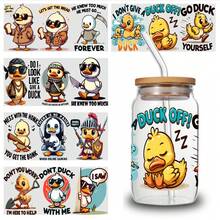 5 Sheets Duck Off UV DTF Stickers Suitable For 16 Oz Glass Cups Decoration Mug Decoration Gift Waterproof Rub On Transfers DIY Water Bottle Glass - 樣式1-5表 - 查看 1