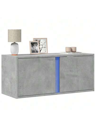 VidaXL TV Wand Unit LED Lighting 80x31x35 Cm Concrete Grijs