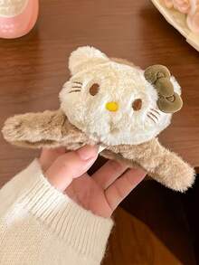 Sanrio 1 件三丽鸥 Hello Kitty 优雅蝴蝶造型秋冬毛绒发夹，粉色和棕色毛绒 KT 猫卡通设计，最佳礼物，适合送给女朋友 - 彩色 - 查看 13