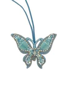 1pc Handmade Beaded Butterfly Bag Charm, Elegant Minimalist Accessory - Blue - View 5