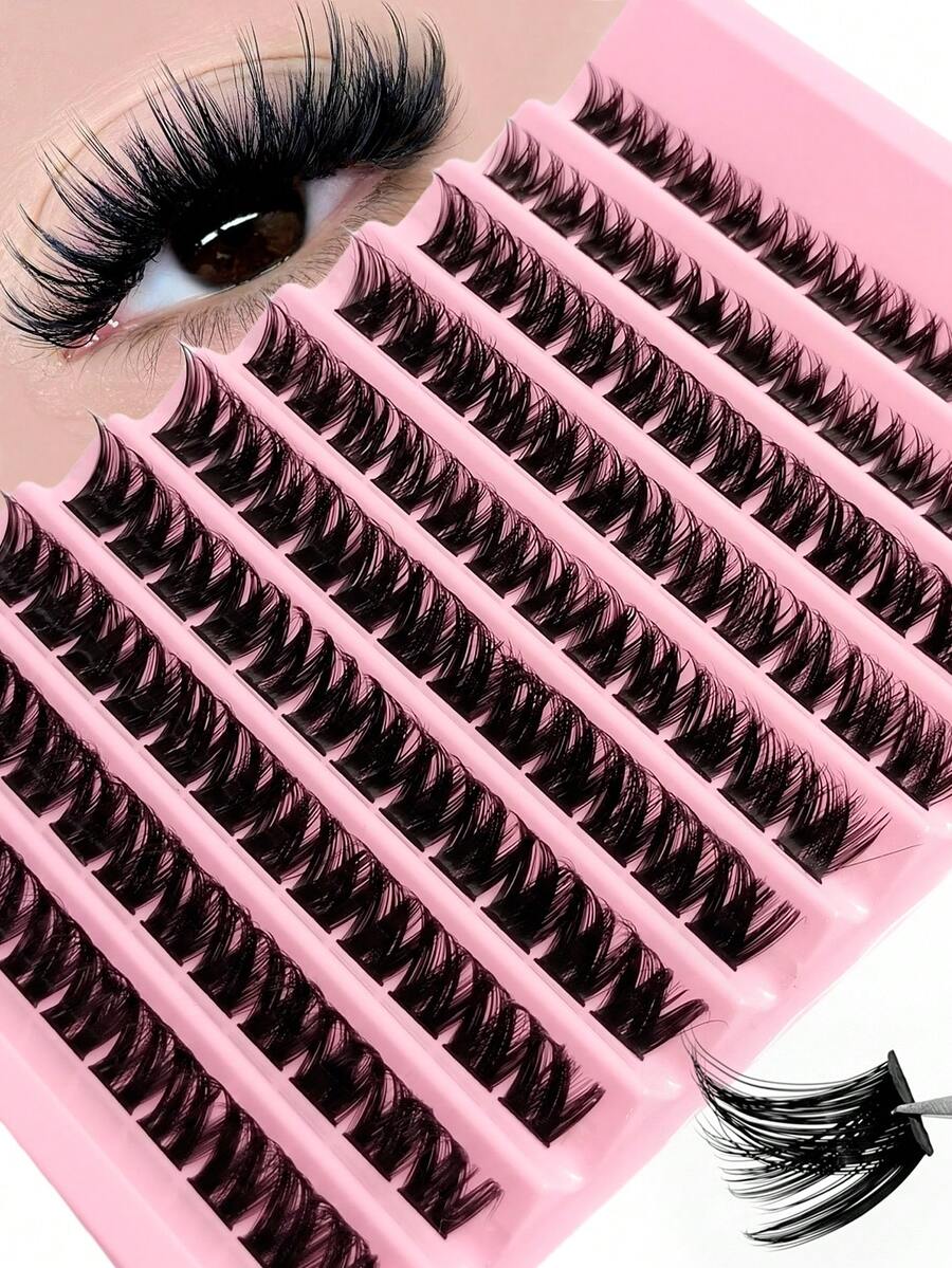 Sibeuna 120pcs D-Curl Criss-Cross Thick & Dense Lashes, Create Dramatic Makeup Effect, Fluffy & Soft Lash Clusters - D - View 1