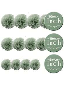 12 个绿色纸花球，婚礼派对装饰，生日派对背景，适用于节日、周年纪念、婚礼、情人节装饰 - 綠色 - 查看 7