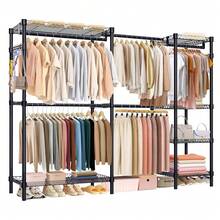 Perchero rack armable ropa organizador closet hogar ganchos estante modular organizador vertical armable para ropa y accesorios diseño resistente montaje facil ideal para closets habitaciones lavanderia comercio optimiza espacio y orden - Negro - Ver 1
