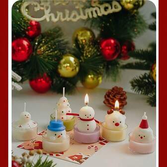 1 Piece Handmade Christmas Tea Wax Souvenir, Practical Small Gift, Fragrance Gift, Handmade Christmas Aromatherapy Candle, Aromatherapy Companion Gift, DIY Creativity, Party Decoration, Cute Aromatherapy Candle Accessories Home Decor Christmas Decorations Room Decor, Christmas Gifts