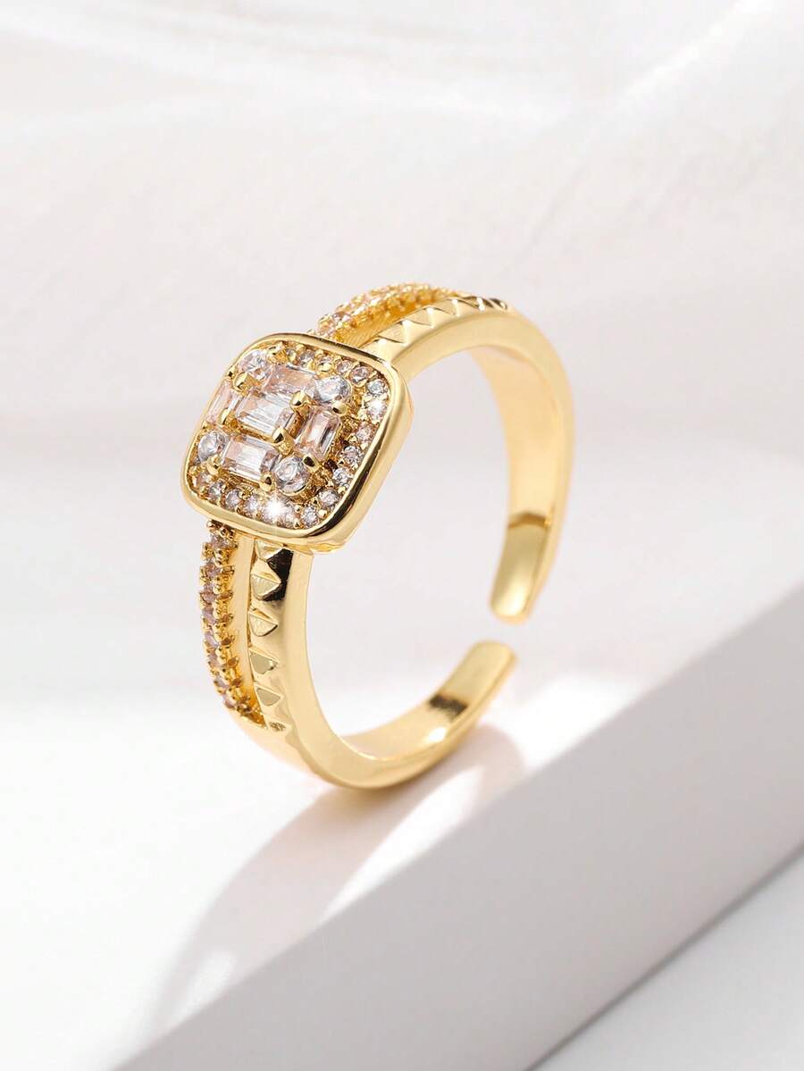 1pc Stylish Copper Zirconia Ring For Women Wear Suitable As A Gift For Friends