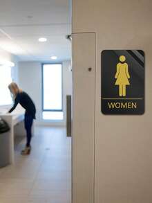 1pc Acrylic 3D Restroom Sign, Barrier-Free Washroom Text Directional Signage, Men/Women Bathroom Indicator Plaque