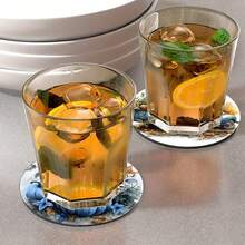 6 piezas/set o 420 piezas/70 sets Posavasos con estampado de hojas florales y calabazas de otoño, de 10 cm/2 mm de grosor con base de goma suave absorbente y redonda, con respaldo de goma suave, posavasos decorativos adecuados para tazas, decoración del hogar, cocina y mesa de comedor