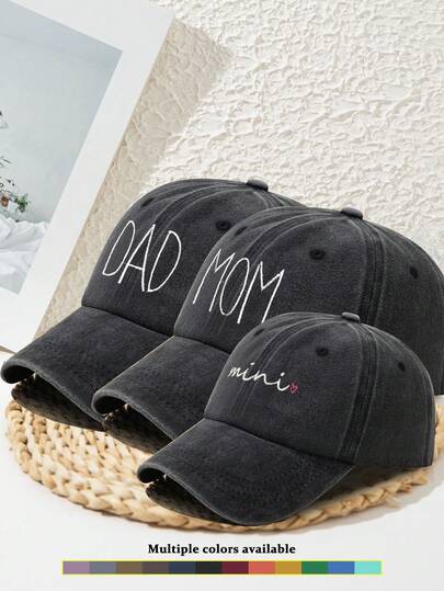 3pcs Embroidered Baseball Cap Set, Adjustable Washed Casual Sun Hat For Outdoor, Travel, Beach, Suitable For Spring & Autumn