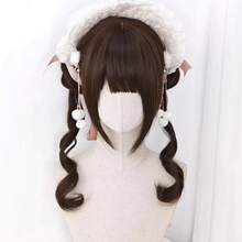 1 Pc Lolita'S Long Curly Hair Sweet Soft Girl JK Wig Set Imitation Real Wig Set Cosplay Wig - màu đen - Xem 7