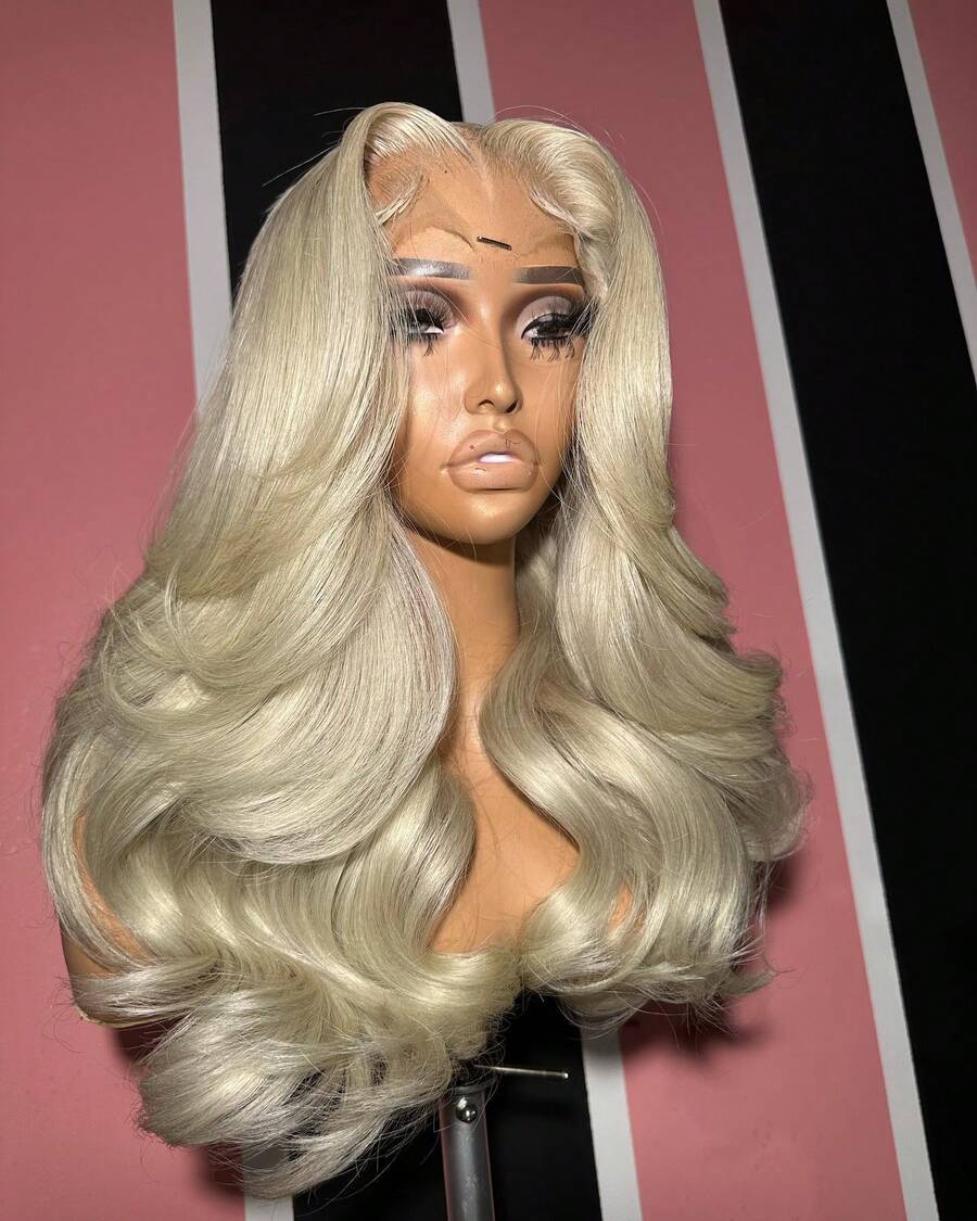 26 Inch 613 Lace Front Wig Human Hair 13x6 13x4 Transparent Lace Blonde Lace Front Wigs 613 Body Wave Lace Front Wigs Human Hair Pre Plucked 613 HD Lace Frontal Wig - Blonde - Xem 1