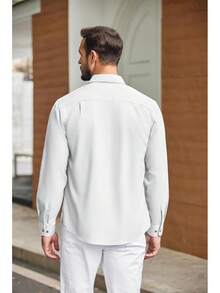 Mens Casual Button Down Shirts Long Sleeve Wrinkle-Free Shirt Lightweight Shirt Jacket - 紫色 - 查看 8