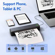 Portable Thermal Printer For Travel, Print 8.5x11" Paper Instantly With Bluetooth, Inkless Mobile Printer For Office Docs, School Notes, Travel|Students Professionals, A4 Portable Wireless Travel Printer A4 Thermal Printer Mobile Printer Wumo Printer Or A4 Thermal Printing Paper Support 8.5" X 11" US Letter Mobile Printer Compatible With IPhone Android Windows Suitable For Office, Home And Car - Please Select Printer Or Paper Option, Black/White - trắng - Xem 5
