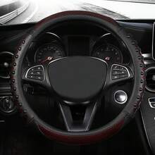 1 Stück Lenkradabdeckung mit Carbonfaser-Muster aus PU-Leder - stilvolles Design, strapazierfähiger Innenring-Griff, ganzjähriger Komfort für die meisten Autos, universelle Passform | Elegantes PU-Leder-Aussehen | strukturierter Griff