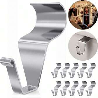 Monalife 8/16 piezas Ganchos para revestimiento de vinilo, Clips para revestimiento de vinilo de acero inoxidable de gran resistencia, Sin necesidad de agujeros para decoración del porche delantero, Ganchos para revestimiento para colgar