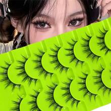 LIMEIKAI 7 Paar Manga Wimpern Künstliche Nerz Wimpern Katzenaugen Wimpern Anime Falsche Wimpern Natürliches Aussehen Flauschige Verwischte Wimpernverlängerung Make-up Tools Wimpernstreifen, Wimpern, Wimpern, Falsche Wimpern - Schwarz - Übersicht 8