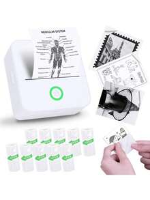 Mini Sticker Printer, Sticker Maker Machine With Thermal Sticker Paper Rolls, Mini Printer Sticker Maker For Labels/Notes, Compatible With IPhone, Android Phone & Tablet, White - Multicolor - View 2