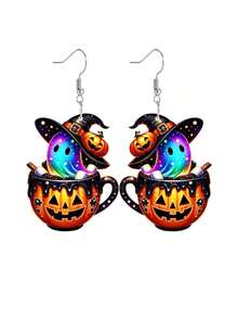 1 Pair Gothic Pumpkin Cup Ghost Acrylic Earrings For Women Halloween Earrings Fashion Earrings Holiday Party Earrings Jewelry