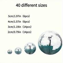 40pcs Silver Disco Ball Set - Reflective Glass Balls, Suitable For 70s Parties, Graduations And Birthdays, Multifunctional Reflective Glass Balls - Suitable For Any Celebration Decoration (Due To Craftsmanship And Transportation, Overflow Glue, Individual Mirror Pieces Damaged Are Normal Conditions, Not Affecting Appearance And Use) Christmas Decorations Home Christmas Gifts Christmas Decor - Silver - View 4