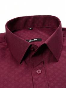 Rand paul Men's Printed Shirt Slim Fit Social Casual Versatile Elegant Fashion 2025 - 酒紅色 - 查看 2