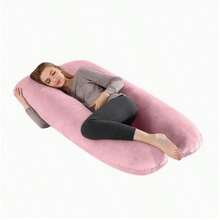 U Shaped Pillow Cover For Pregnancy Body Pillow - Washable Removable Soft Fabric Case, Double Stitched For  U Type, Back Belly Hip Pain Relief, Maternity Postpartum Nursing - 粉色 - 查看 2