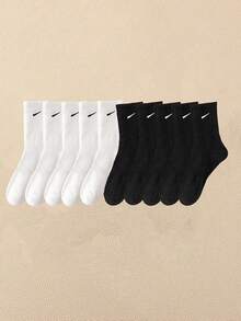 1 Pair/5 Pairs/6 Pairs Women's Casual Long Socks, Simple Comfort Daily Wear Unisex Crew Socks, Fall