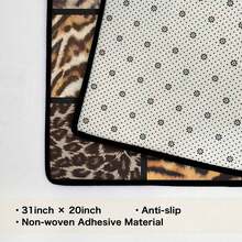 1pc Pink Leopard Area Rugs, Cute Animal Print Soft Low Pile Rug For S Room And Dorm, Non-Slip Backing, Machine Washable, Bohemian Decor,Non-Slip Low Pile Flannel Decor Rugs, Machine Washable Indoor Rug With Black Binding Rug, Suitable For Dining Room, Bedroom Home Office Laundry Kitchen(31*20in/16*48in/18*60in/84*60in) - Color -3 - View 9