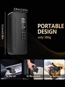 1pc 150 PSI Portable Air Compressor For Car Tires, Fast Inflation, Large Capacity Rechargeable Battery, Digital Pressure Gauge With LED Light, Convenient To Use, Longer Lifespan, Wireless Car Air Inflator With 5 Accessories, Suitable For Cars, Bicycles, Motorcycles And Sports Balls